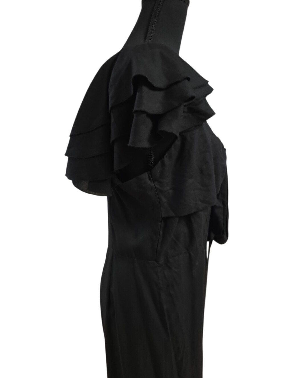 True Destiny Boho Palazzo  Leg Gauze Ruffled Tie-Front Jumpsuit  Black XL NWT - Picture 5 of 6